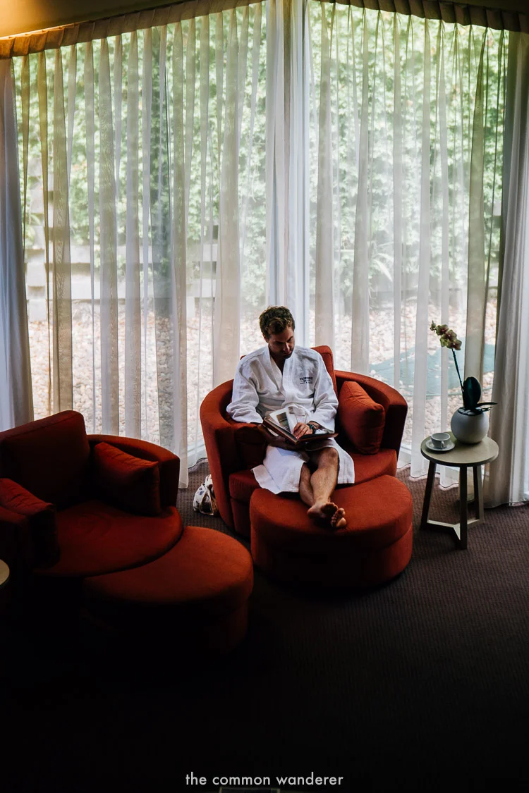 Relaxing after a spat treatment at Ubika spa, Fairmont Resort Blue Mountains