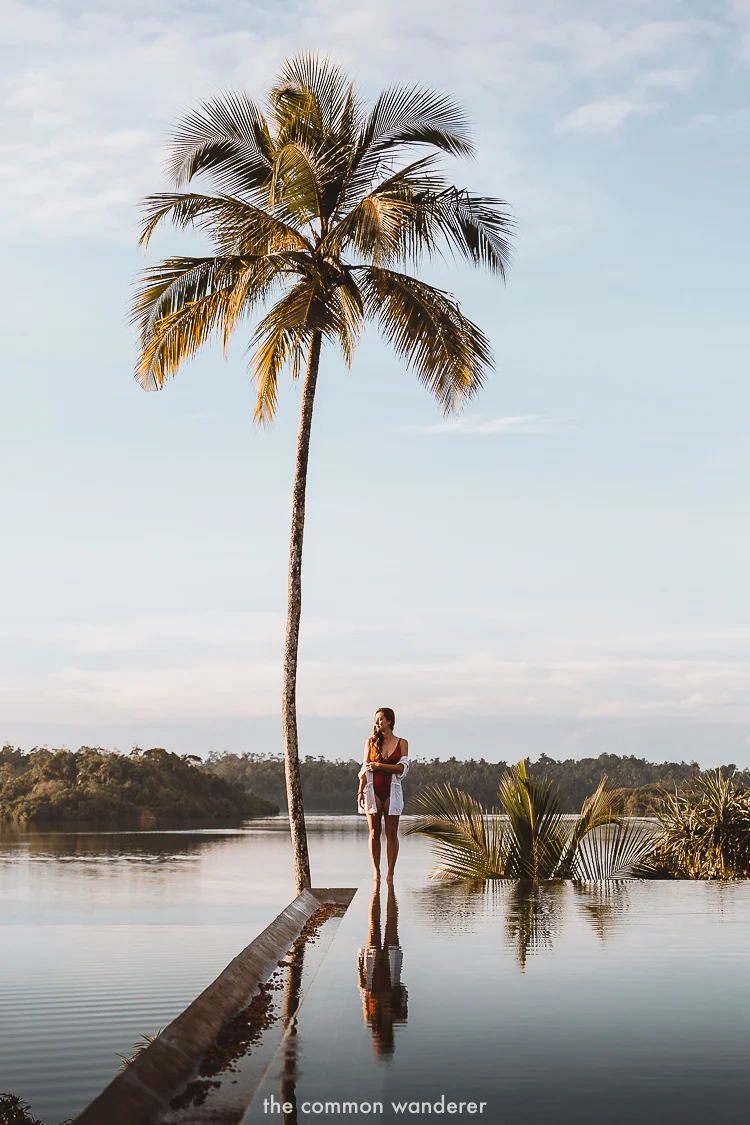 Standing on the edge of the Tri Lanka infiniti pool