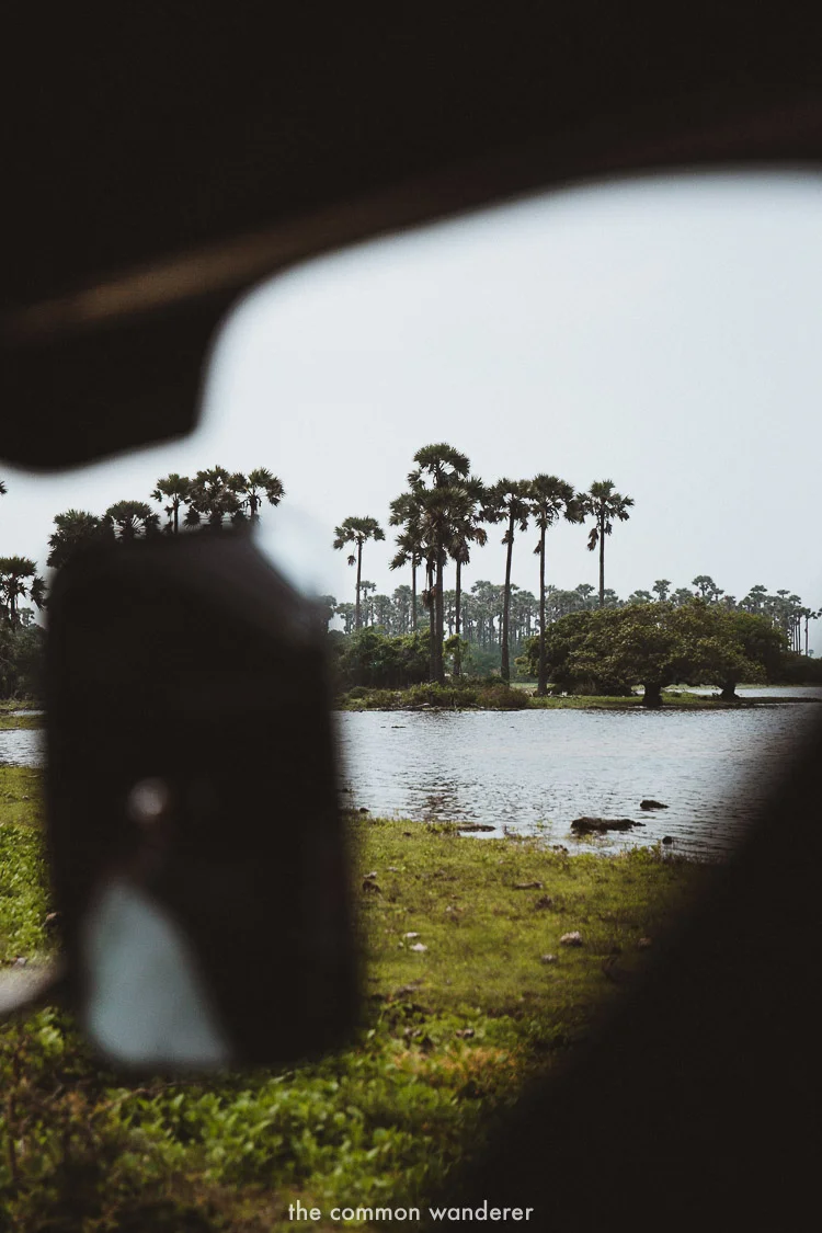 Peeking through the tuk tuk while exploring Delft Island | Delft Island Guide