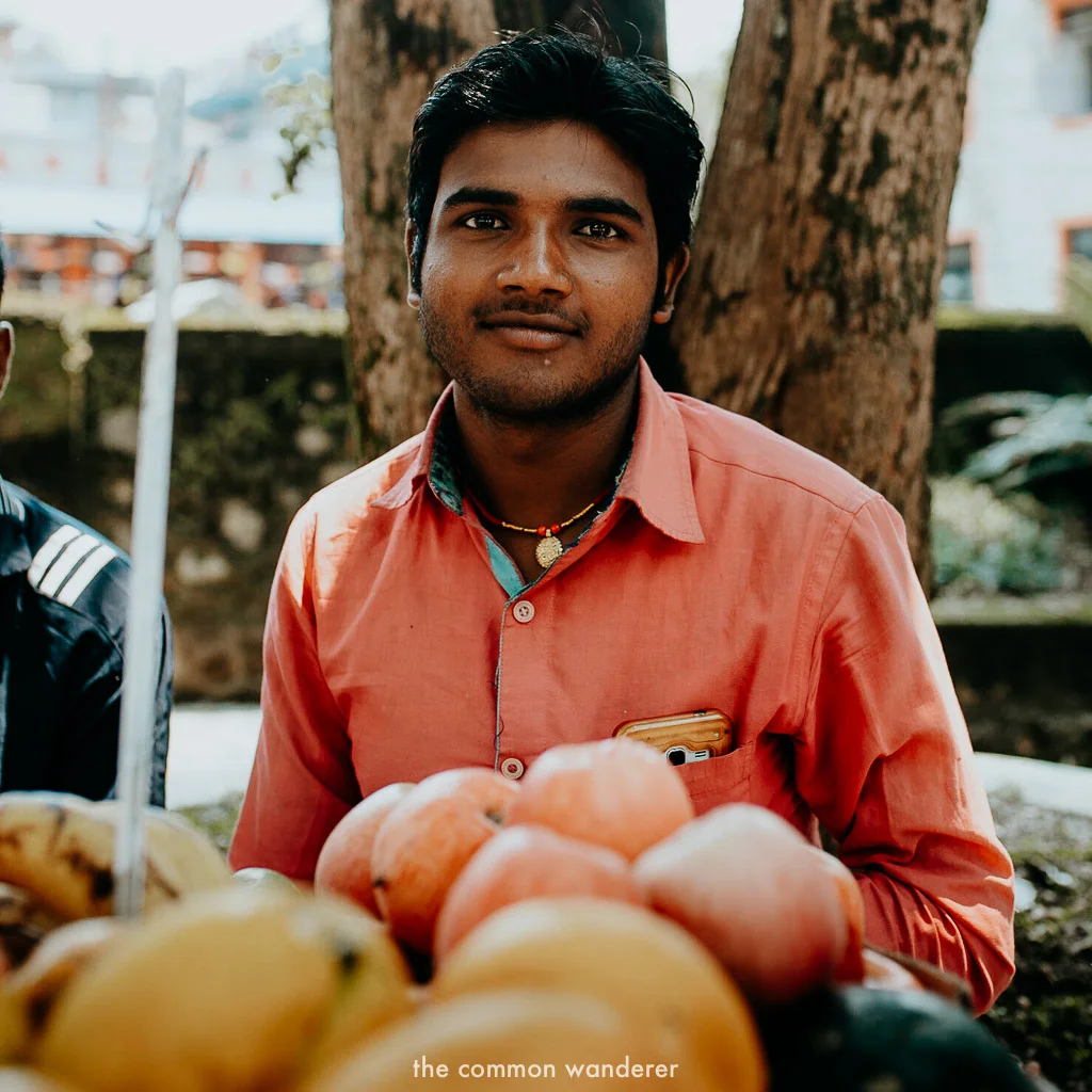 A local man selling fruit in Pokhara, Nepal