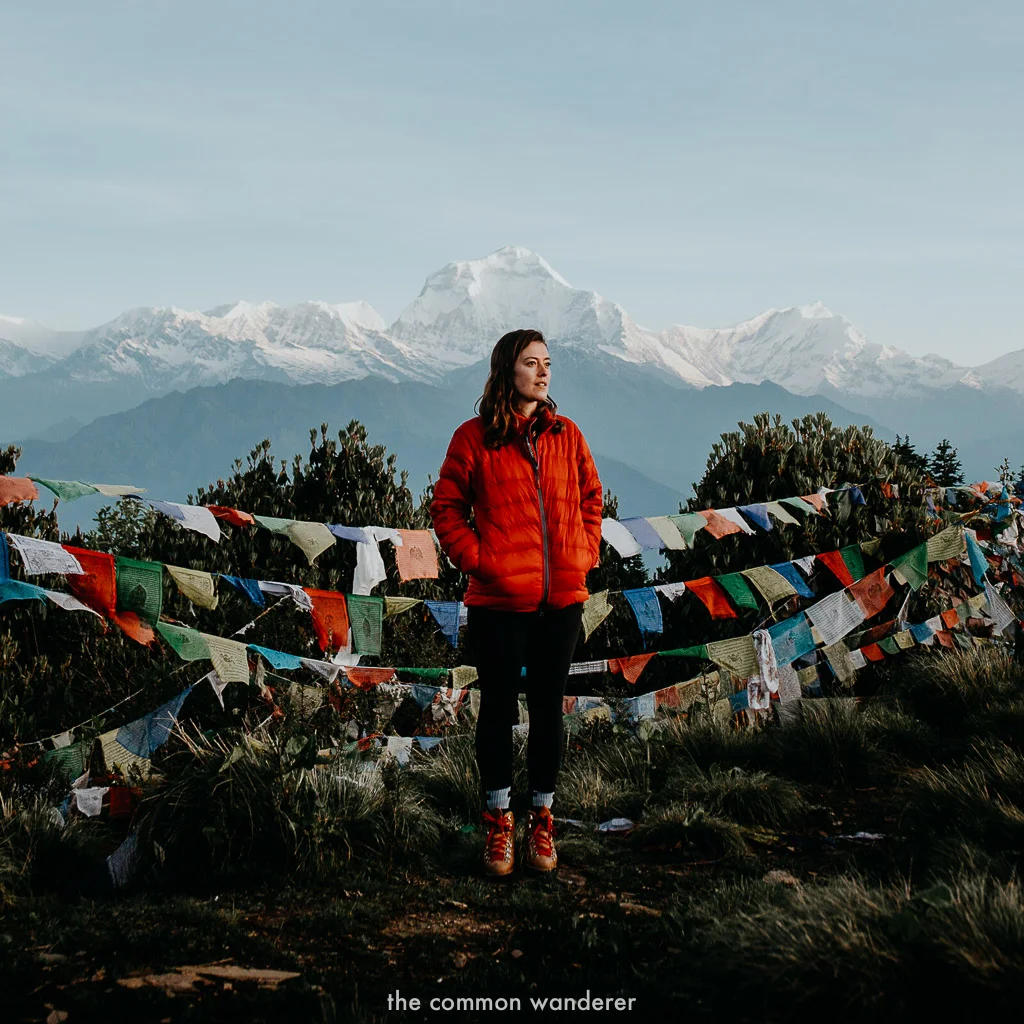 Standing on top of Poon Hill overlooking the Annapurna Range, Nepal - best things to do in Pokhara