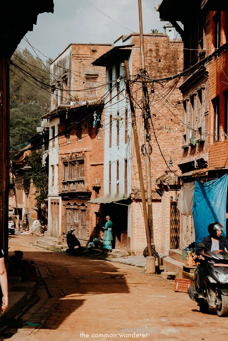 A typical street scene in Panauti, Nepal