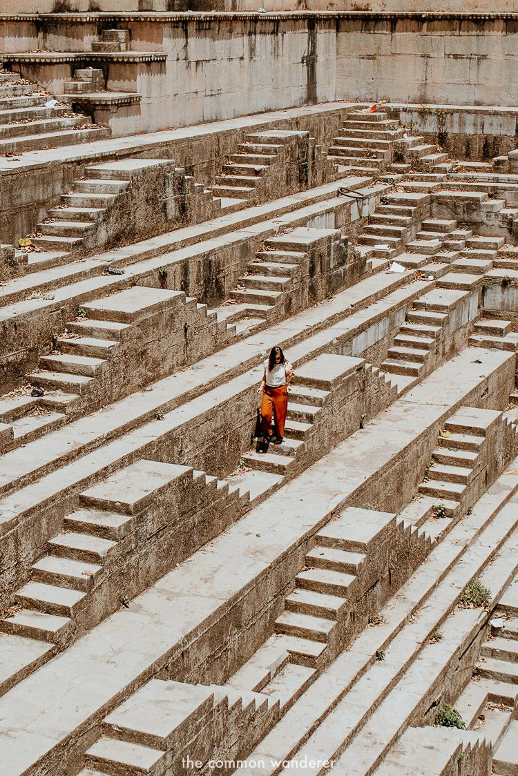 Walking into the Dabhai Kund stepwell, Bundi