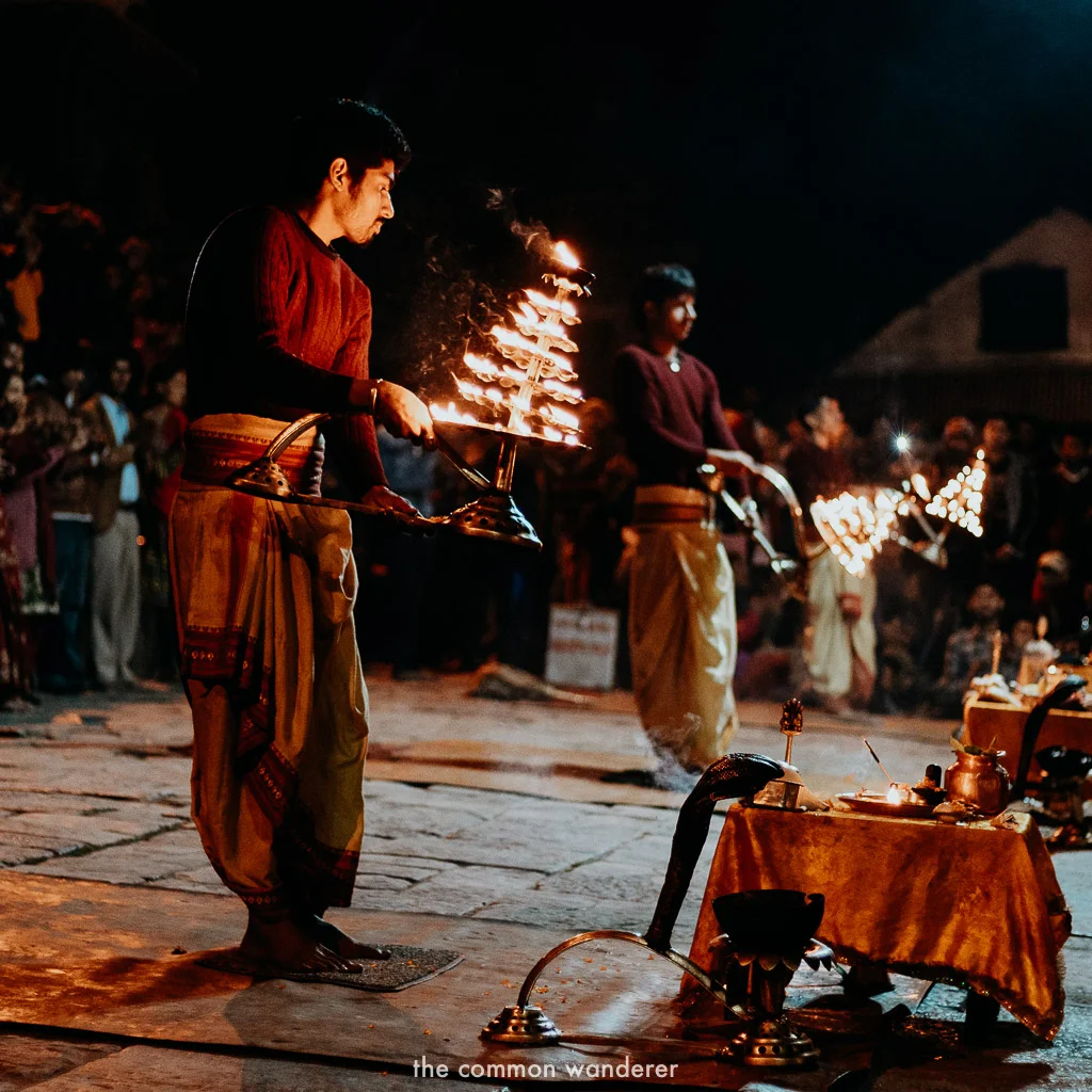 Aarti ceremony at Pashupatinath temple, Nepal