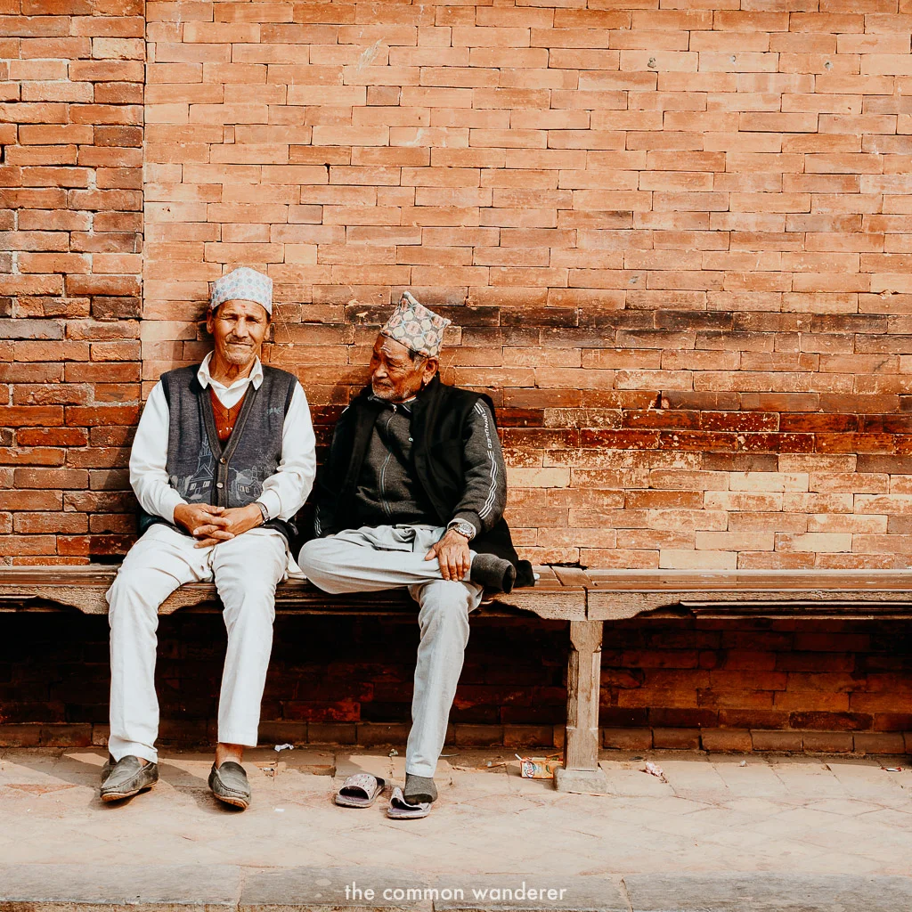 Old men chatting in Patan Durbar Square, Kathmandu