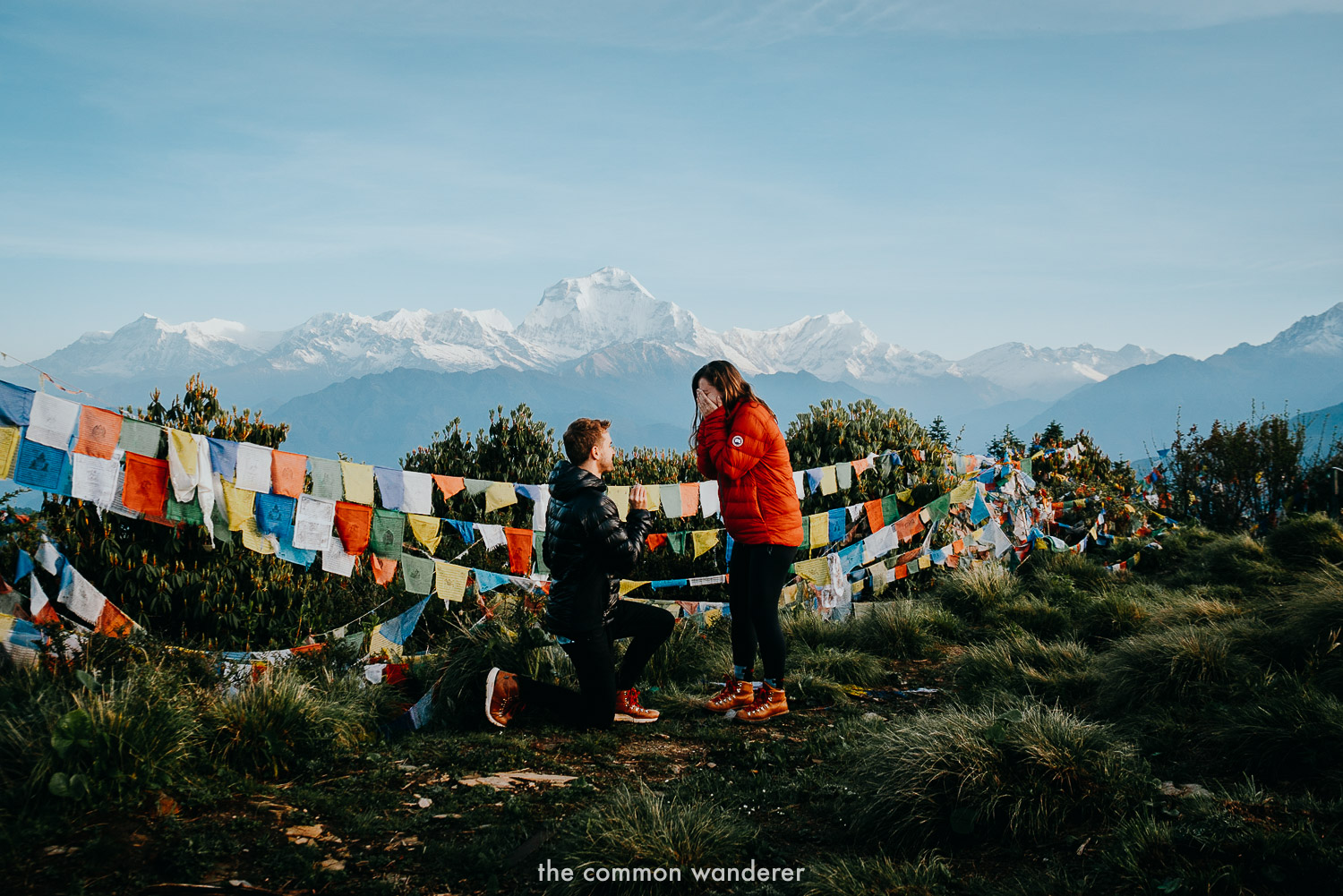 The Common Wanderer getting engaged at Poon Hill, Nepal