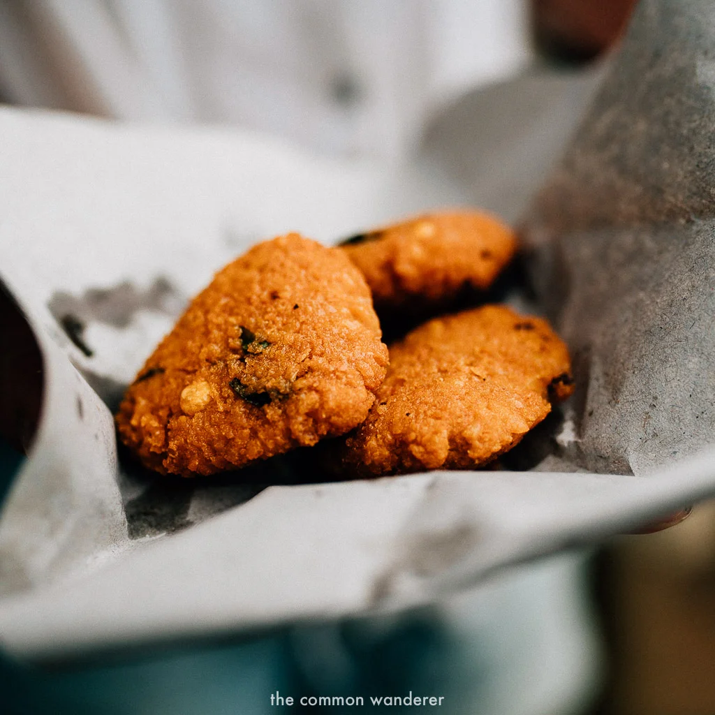 wade wade, a traditional Sri Lankan street food made of chickpeas