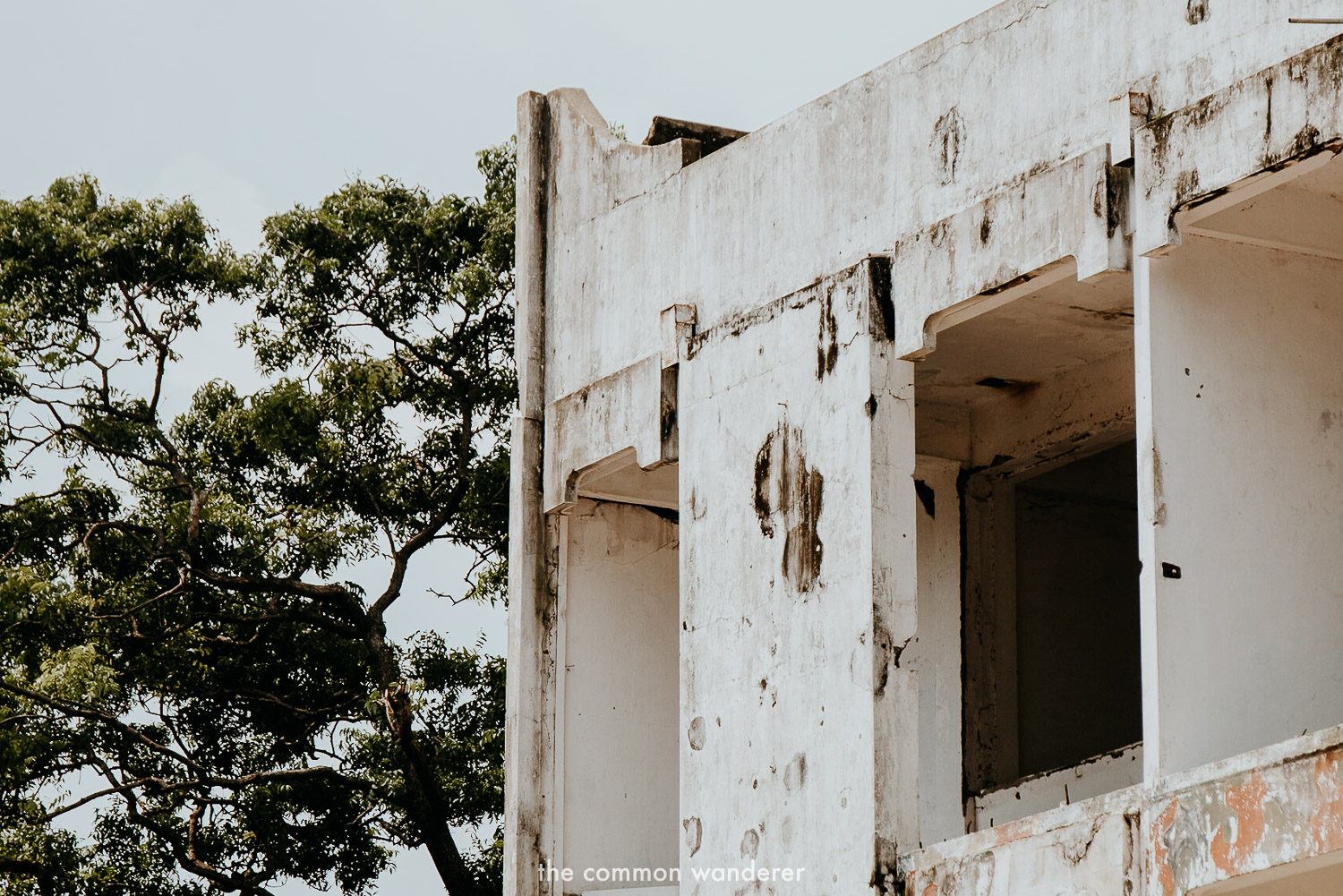 Damage from the Jaffna war is still present on some buildings in Jaffna