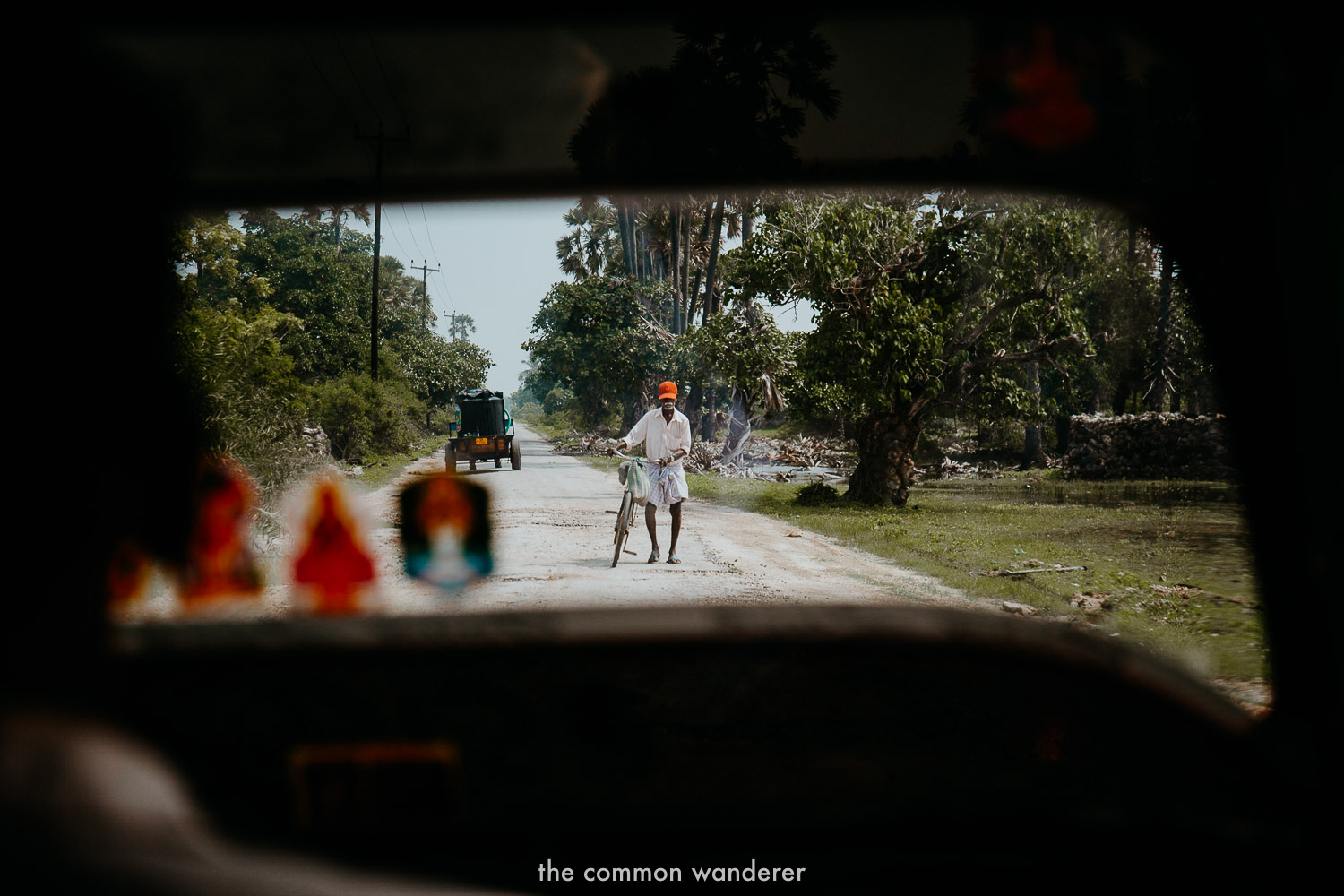 A view through a tuk tuk window on the Island of Delft, Sri Lanka
