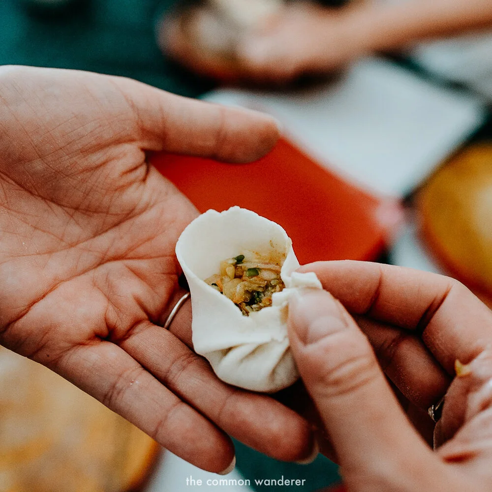 Momo making course at Sasane, Nepal