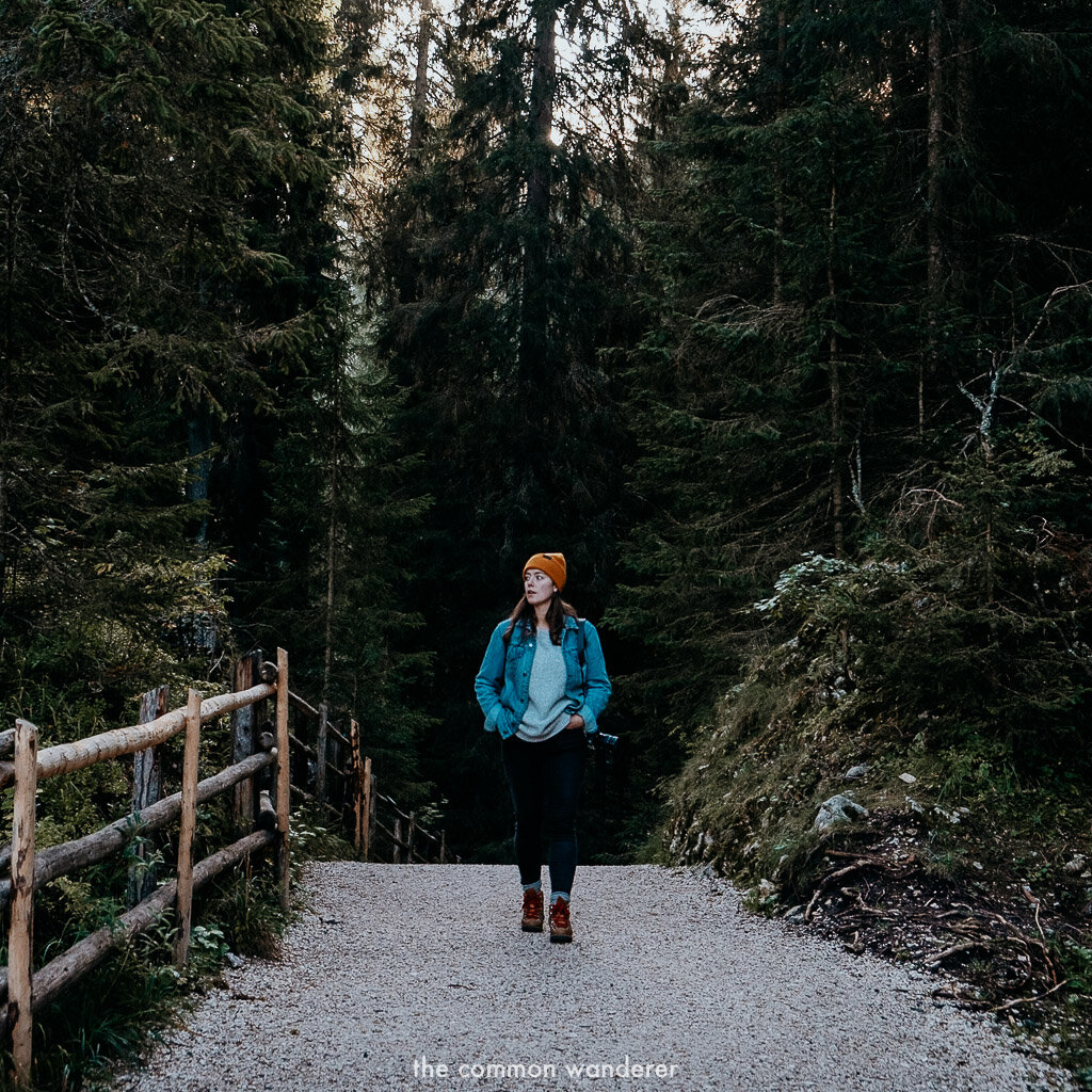 strolling through the woods surrounding Lago di Carezza