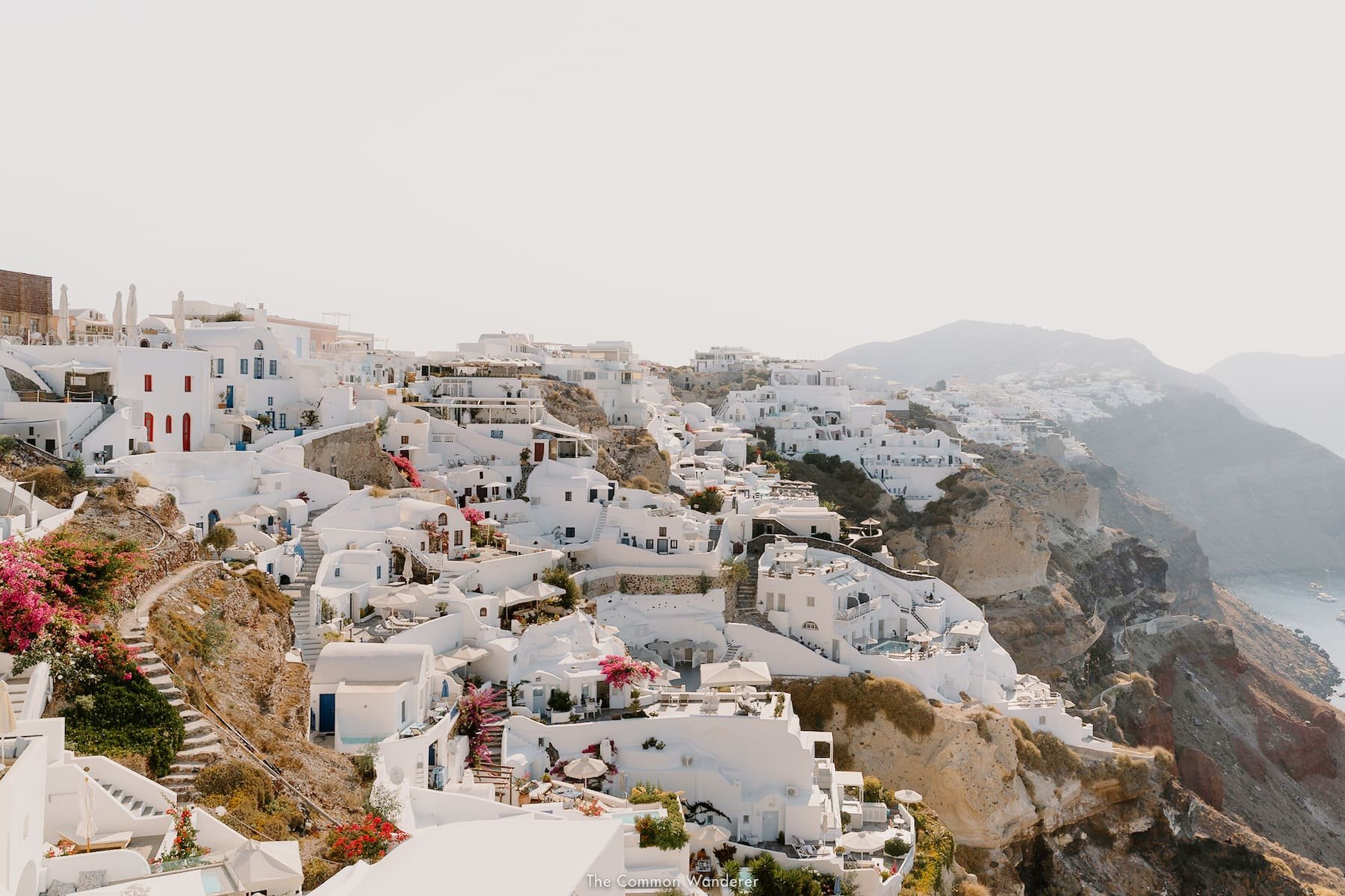 Traditional white buildings facing Mediterranean Sea in Oia