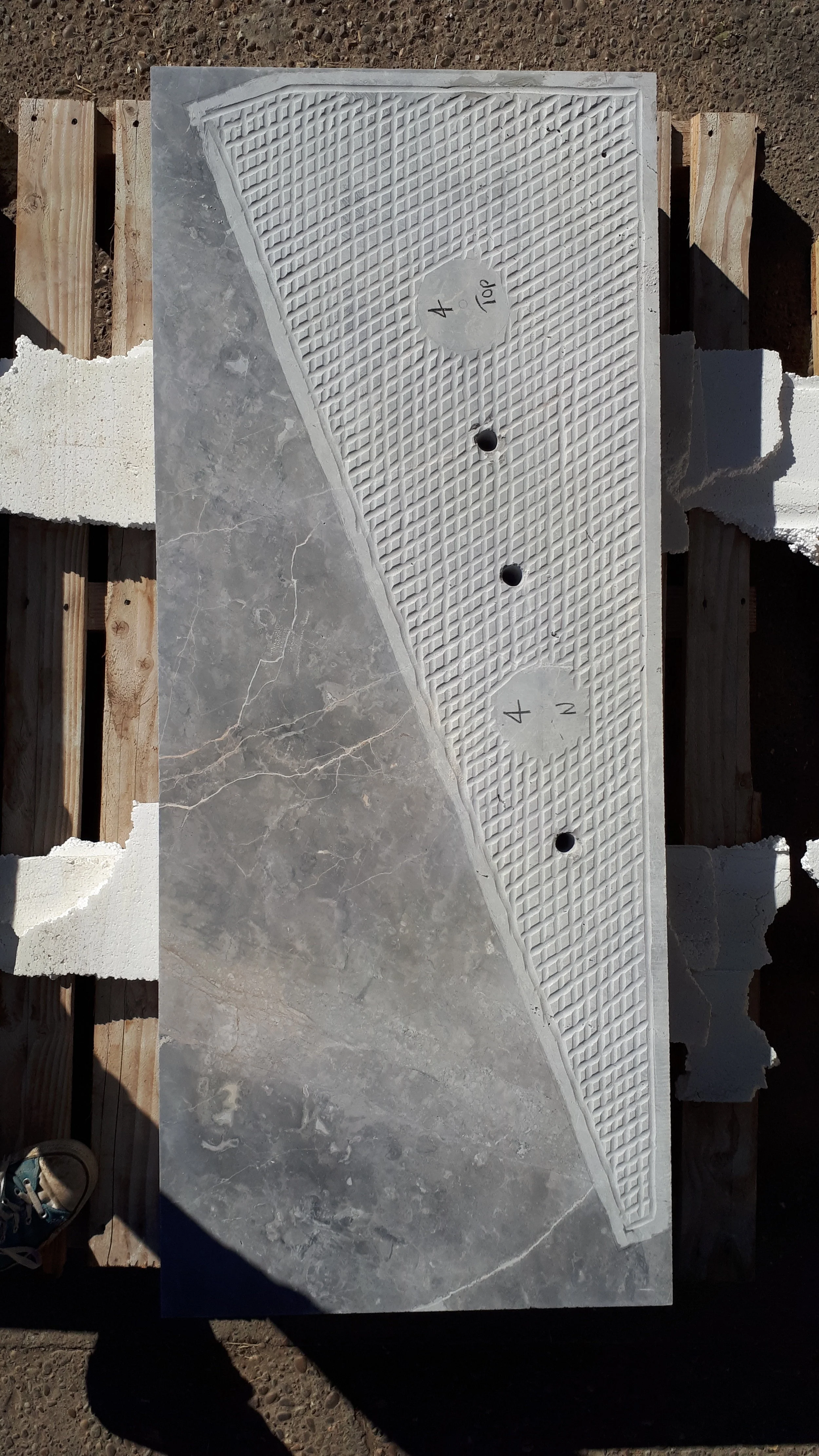Image of shaping in progress using Bosco Di Fiore stone.