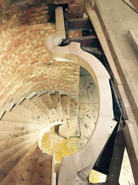 4 Flight Cantilever Stone Staircase - Fitting In Progress
