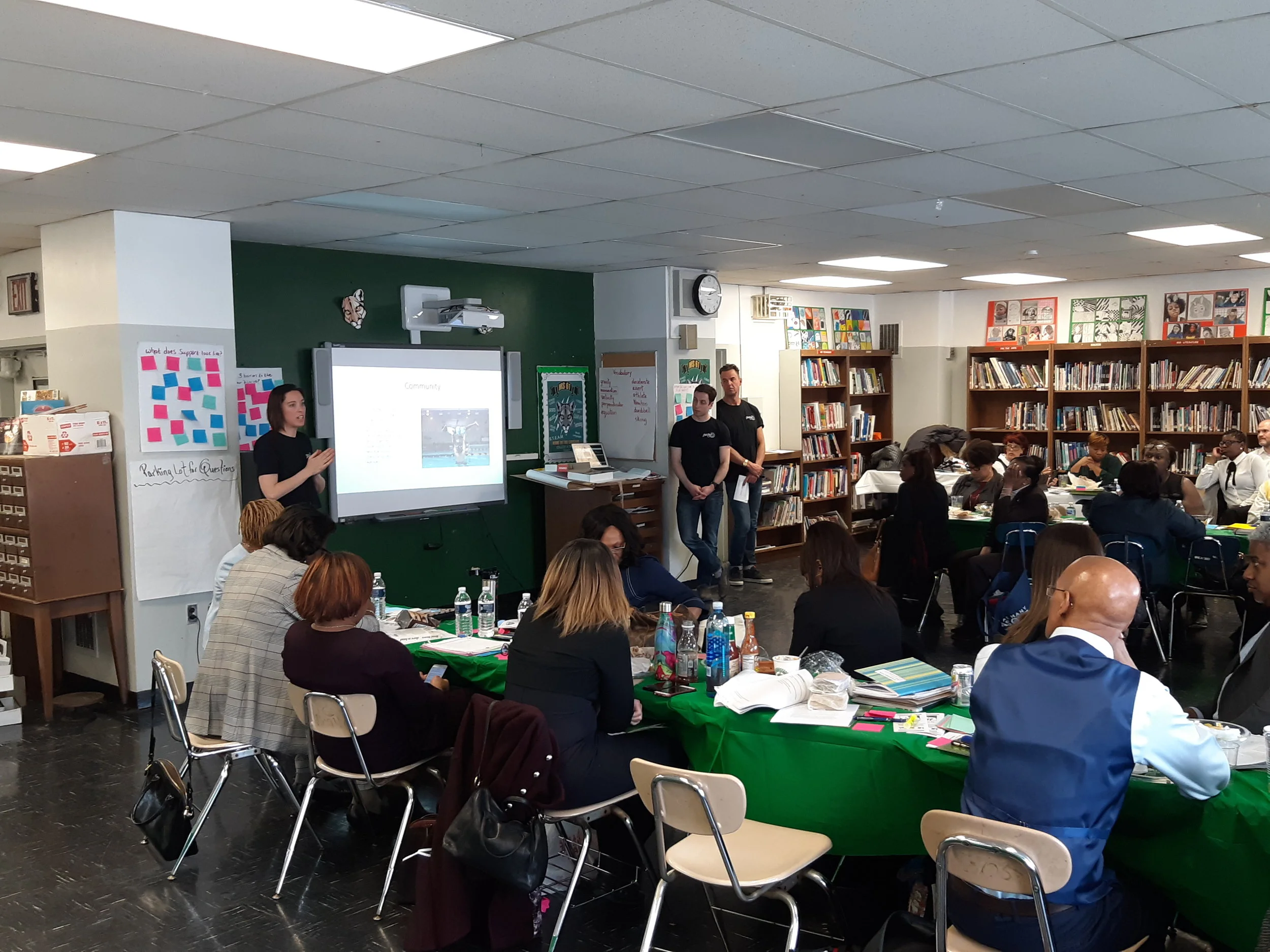 Imagine Swimming presenting to Brooklyn school district 17's principals and administrators at MS 61.