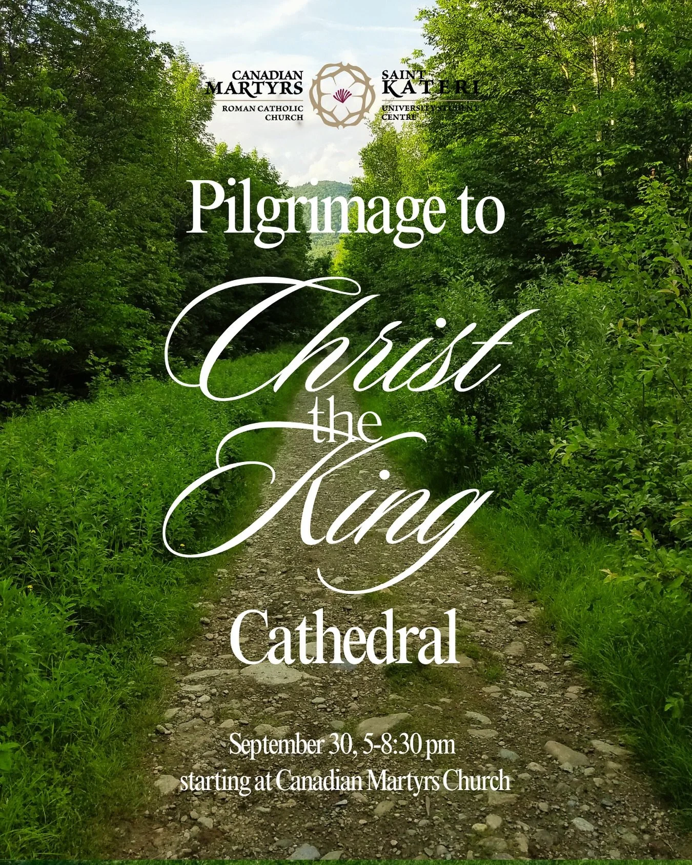 No student dinner* next week - join us for a 40 minute Pilgrimage to Christ the King Cathedral-Basilica, starting at Canadian Martyrs Church. If you&rsquo;re unable to walk with us, you can still join us for Mass at the Cathedral at 6:45 pm.

*Pizza 