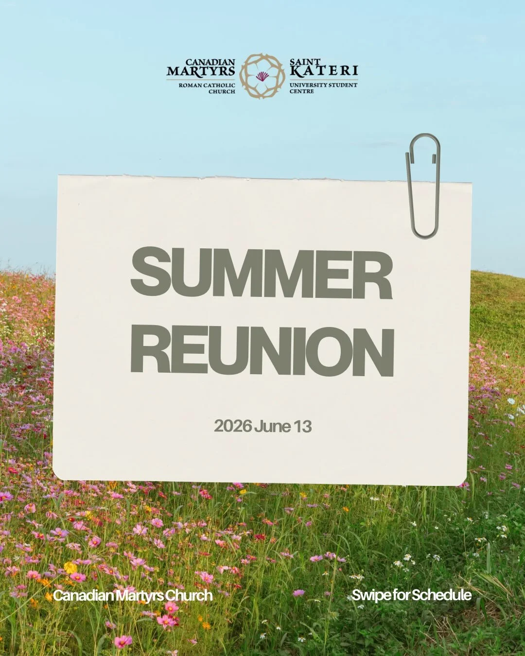 DID YOU MISS US? Cuz we missed you!

Join us on Saturday, June 13 for our Annual Summer Reunion. You won&rsquo;t want to miss it.

Still can&rsquo;t get enough of our community? Then join us the next day for Sunday Mass and Coffee Sunday!