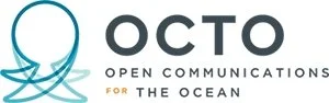 Logo of OCTO Open Communications for the Oceans, featuring a stylized globe with swirling lines.