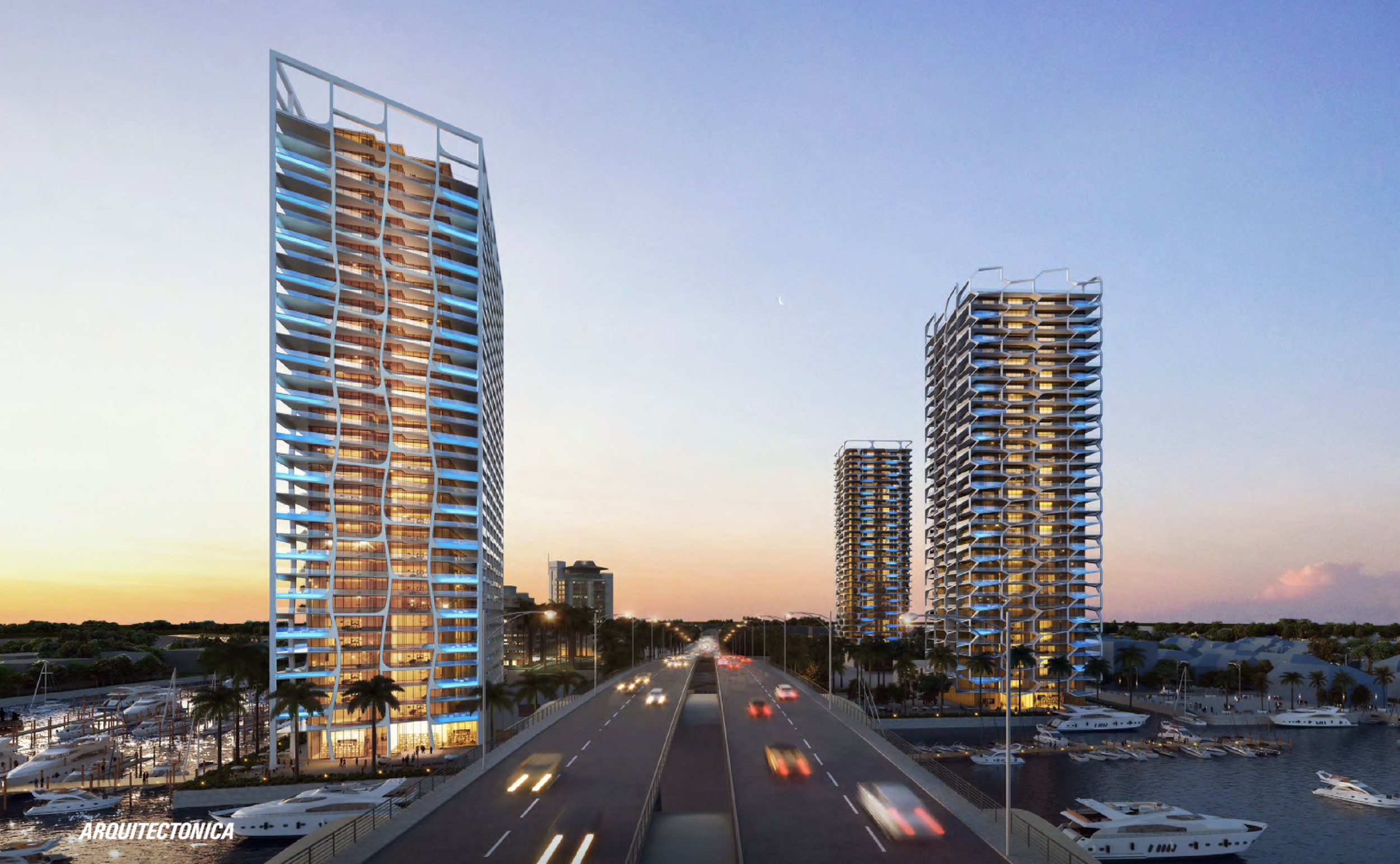 A view looking east, toward the beaches, along the 17th Street Causeway bridge in Fort Lauderdale. (Tavistock Group / Pier 66/Courtesy)