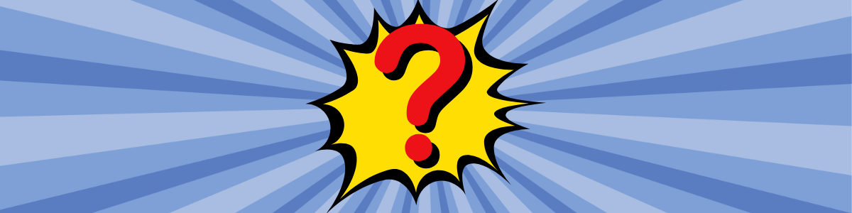 Comic book style graphic of a question mark bursting out