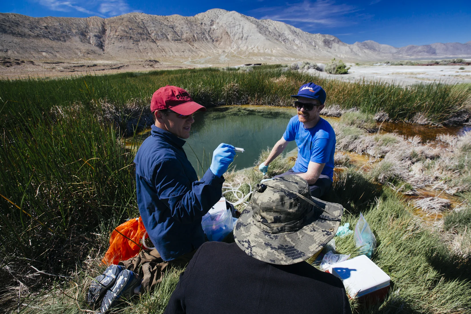 Prof. Brian Hedlund (UNLV) and I filter hot spring fluids (photo cred Michael James Murray )