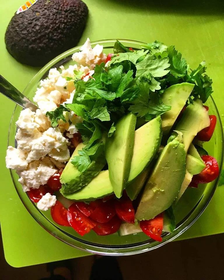A happy clients homemade meal - 2018 roasted sweet potato & veggie salad bowl - 2018 