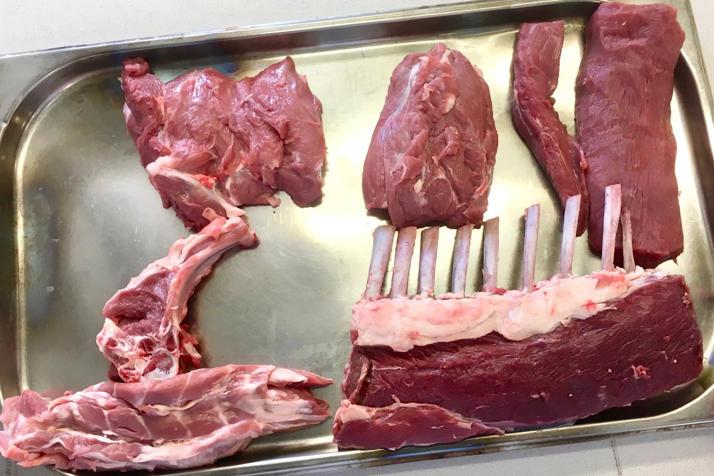 Lamb neck, cutlet, leg, rump, fillet, cannon or the sirloin, and the rack