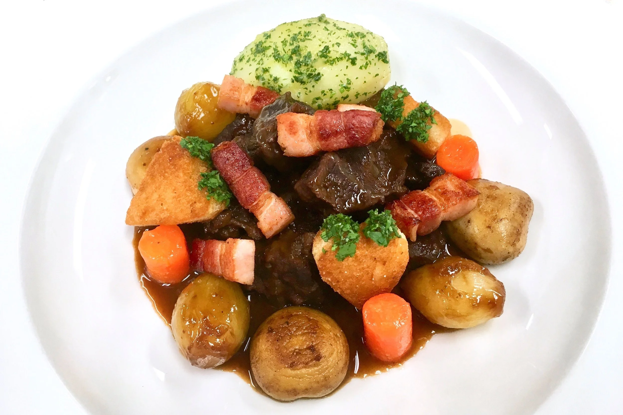 Boeuf Bourguignon made with cheeks