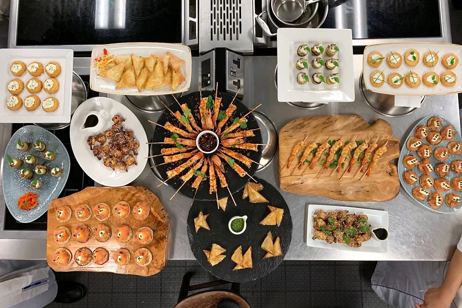 An assortment of hot and cold canapés
