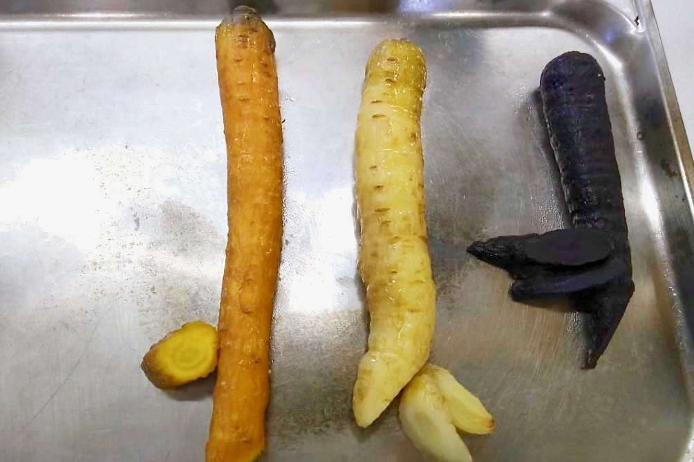 Heritage carrots baked in a salt crust
