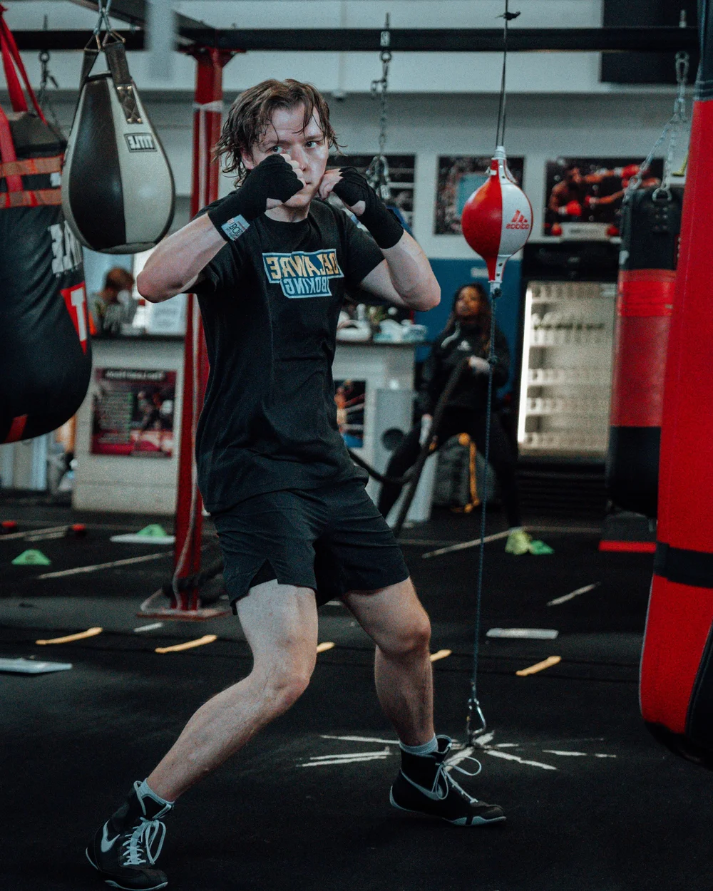Sebastian Zellmer in his fighting stance at Hill Street Boxing