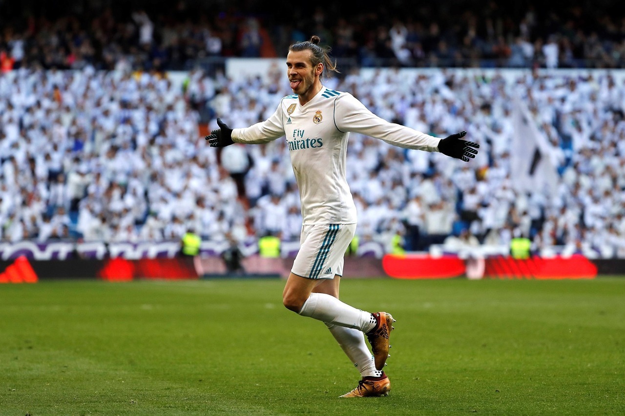 Gareth Bale celebrates a goal for Real Madrid in La Liga