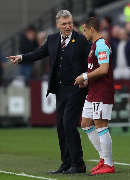 David Moyes coaches West Ham in the English Premier League against Arsenal