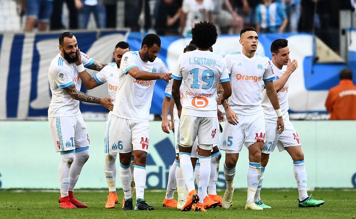 FC Marseille in action against Red Bull Salzburg in UEFA Europa League semi-final
