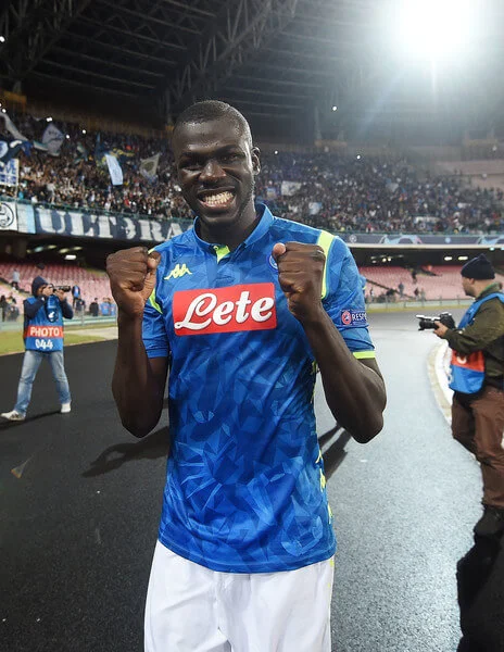 Kalidou Koulibaly player of SSC Napoli celebrates the victory after the Group C match of the UEFA Champions League between SSC Napoli and Liverpool at Stadio San Paolo on October 3, 2018 in Naples, Italy. (Oct. 2, 2018 - Source: Francesco Pecoraro/Getty Images Europe)