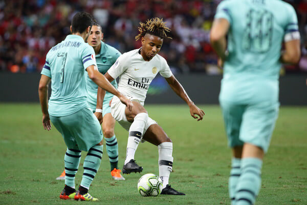 Christopher Nkunku of Paris Saint Germain in action during the International Champions Cup match between Arsenal and Paris Saint Germain at the National Stadium on July 28, 2018 in Singapore. (July 27, 2018 - Source: Suhaimi Abdullah/Getty Images AsiaPac)