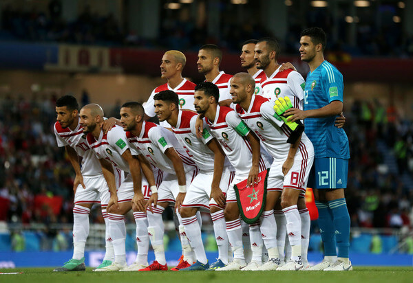 The Morocco players pose for a team photo prior to the 2018 FIFA World Cup Russia group B match between Spain and Morocco at Kaliningrad Stadium on June 25, 2018 in Kaliningrad, Russia. (June 24, 2018 - Source: Francois Nel/Getty Images Europe)