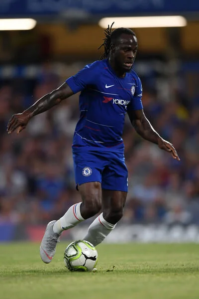 Victor Moses of Chelsea in action during the pre-season friendly match between Chelsea and Lyon at Stamford Bridge on August 7, 2018 in London, England. (Aug. 6, 2018 - Source: Mike Hewitt/Getty Images Europe)