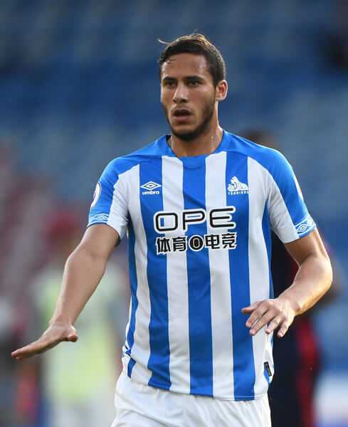 Ramadan Sobhi of Huddersfield Town looks on during a pre-season friendly match between Huddersfield Town and Olympique Lyonnais at John Smith's Stadium on July 25, 2018 in Huddersfield, England. (July 24, 2018 - Source: Nathan Stirk/Getty Images Europe)
