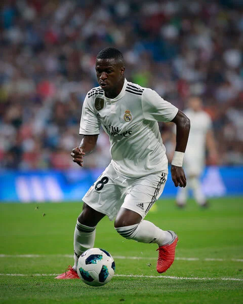 Vinicius Junior of Real Madrid CF controls the ball during the Santiago Bernabeu Trophy between Real Madrid CF and AC Milan at Estadio Santiago Bernabeu on August 11, 2018 in Madrid, Spain. (Aug. 10, 2018 - Source: Gonzalo Arroyo Moreno/Getty Images Europe)