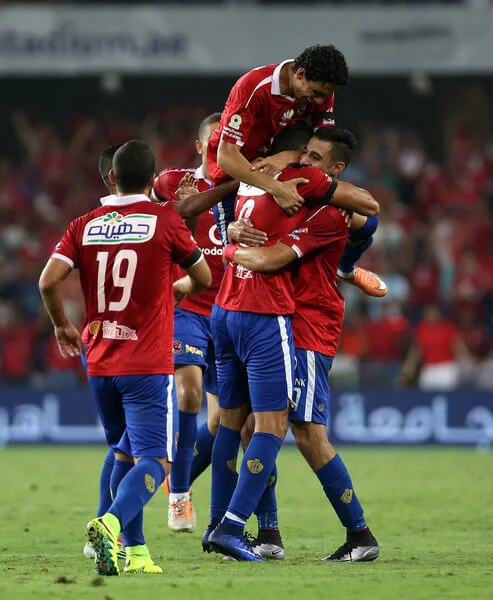 Al Ahly's Ahmed Mohammed celebrates his winning goal during the international friendly match between AS Roma and Al Ahly on May 20, 2016 in Al Ain, United Arab Emirates. (May 19, 2016 - Source: Chris Whiteoak/Getty Images Europe)