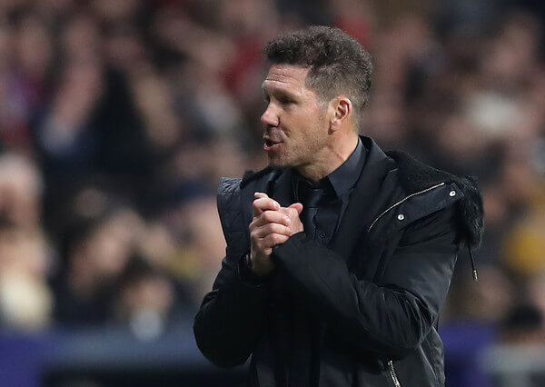 Diego Simeone, Manager of Atletico Madrid reacts during the UEFA Champions League Round of 16 First Leg match between Club Atletico de Madrid and Juventus at Estadio Wanda Metropolitano on February 20, 2019 in Madrid, Spain. (Feb. 19, 2019 - Source: Angel Martinez/Getty Images Europe)