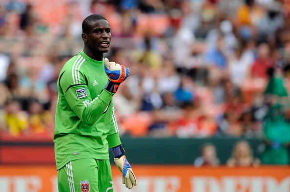 Bill Hamid #28 of DC United reacts during a game against the Philadelphia Union at RFK Stadium on August 19, 2012 in Washington, DC. (Aug. 18, 2012 - Source: Patrick McDermott/Getty Images North America)