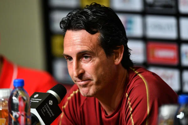 Unai Emery manager of Arsenal looks on pre match press conference ahead of the International Champions Cup 2018 match between Arsenal v Paris Saint Germain on July 27, 2018 in Singapore. (July 26, 2018 - Source: Thananuwat Srirasant/Getty Images AsiaPac)