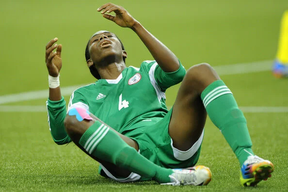 Asisat Oshoala of Nigeria reacts after missing a breakaway attempt during the FIFA Women's U-20 Final against Germany at Olympic Stadium on August 24, 2014 in Montreal, Quebec, Canada. Photo by Richard Wolowicz/Getty Images) (Aug. 23, 2014 - Source: Richard Wolowicz/Getty Images North America)