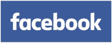 Facebook logo with white text on a blue background