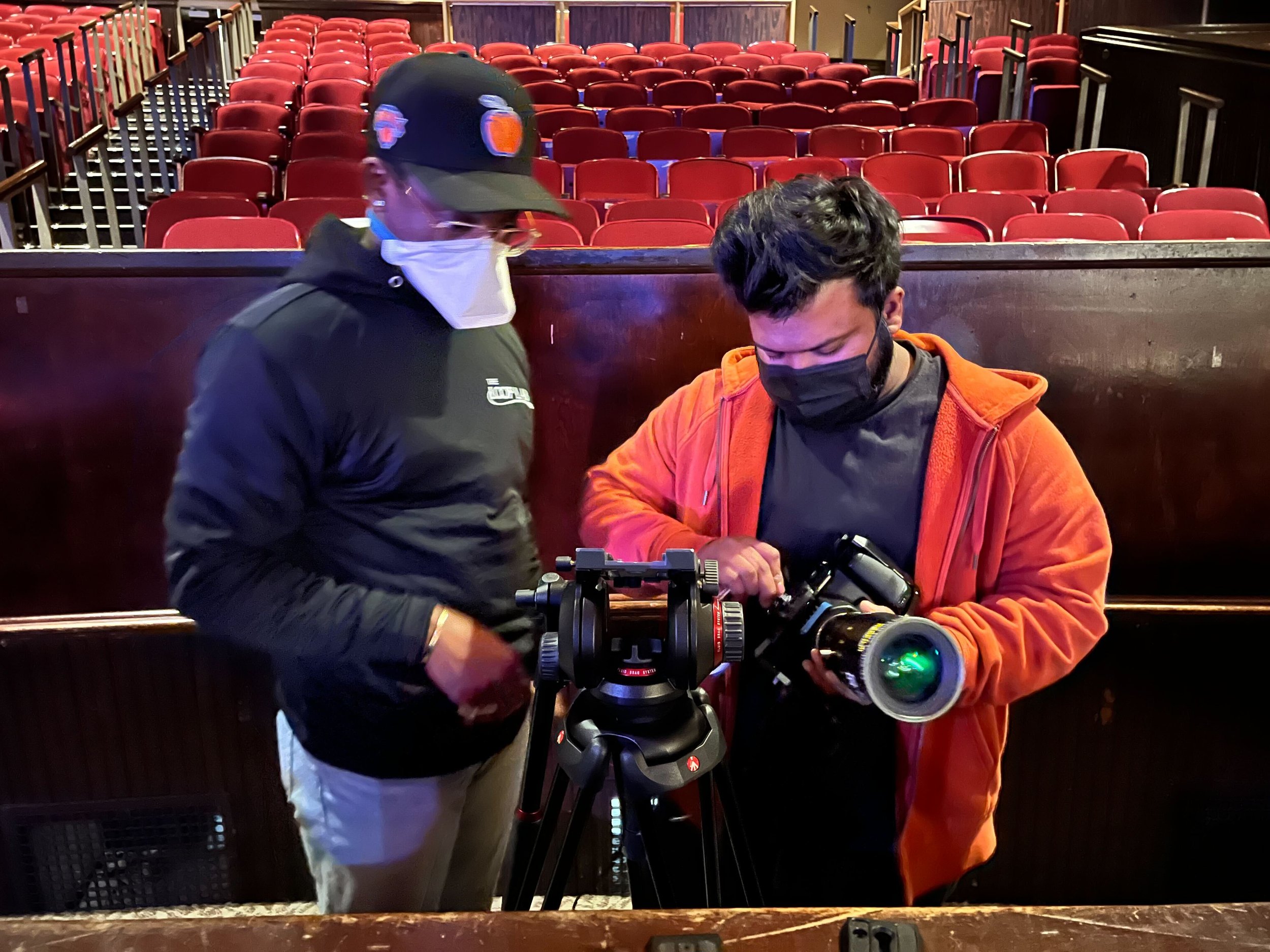   (L) Abraham Lopez and (R) Abhi Indrekar build the camera  