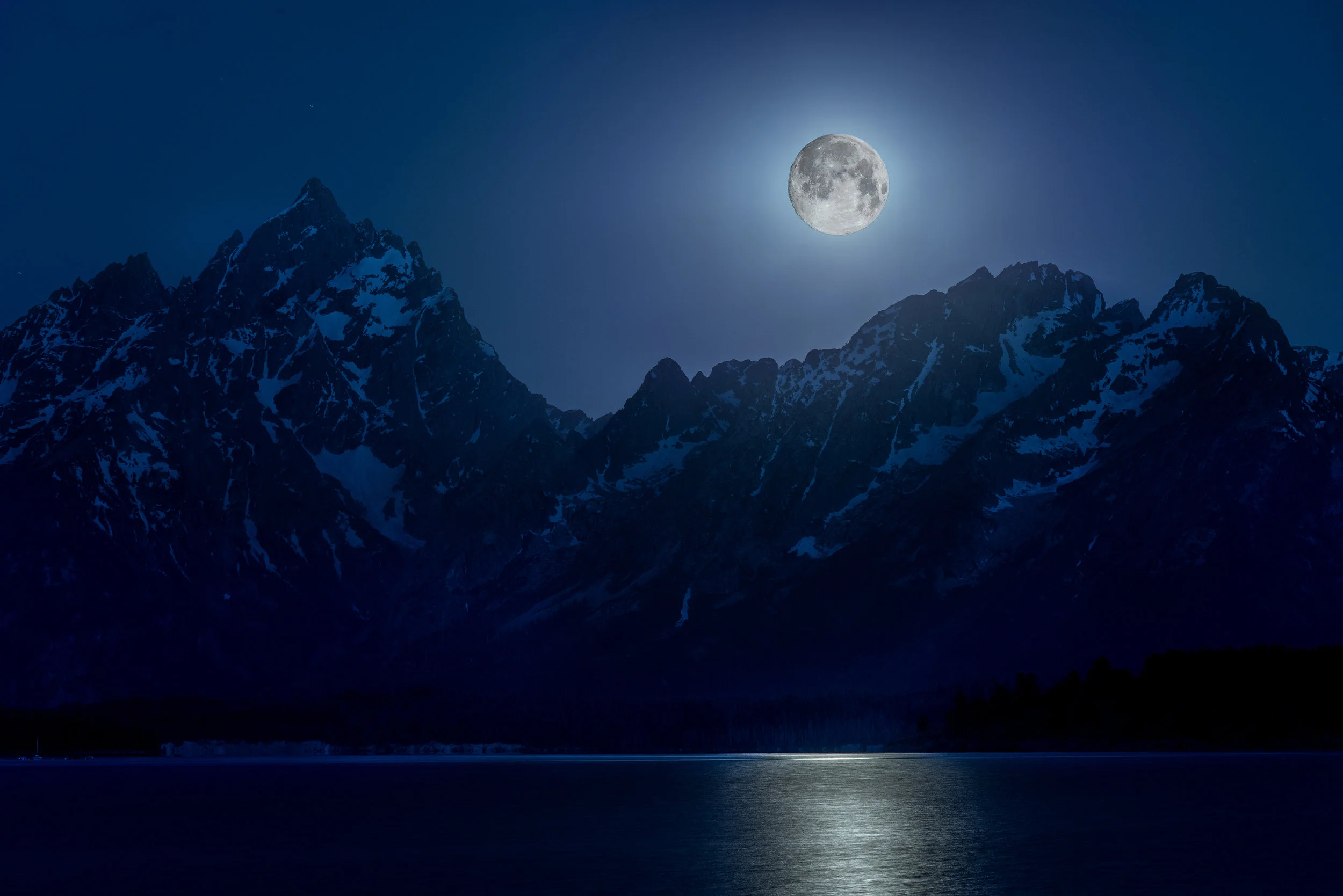 Full Moon Above The Tetons