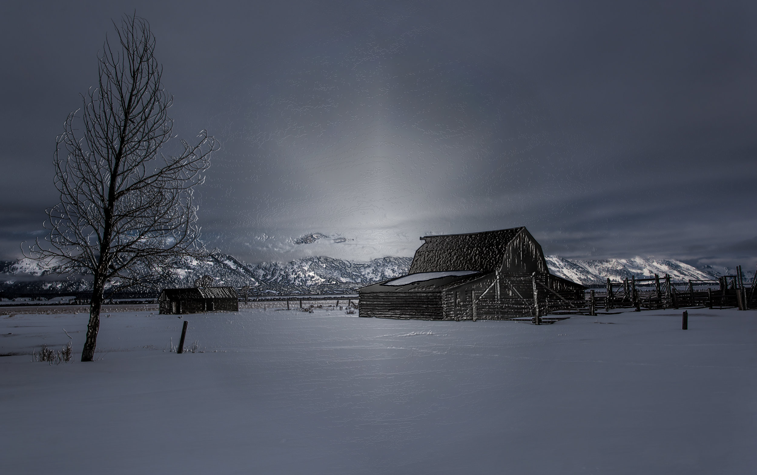 Magic Light On The Moulton Barn