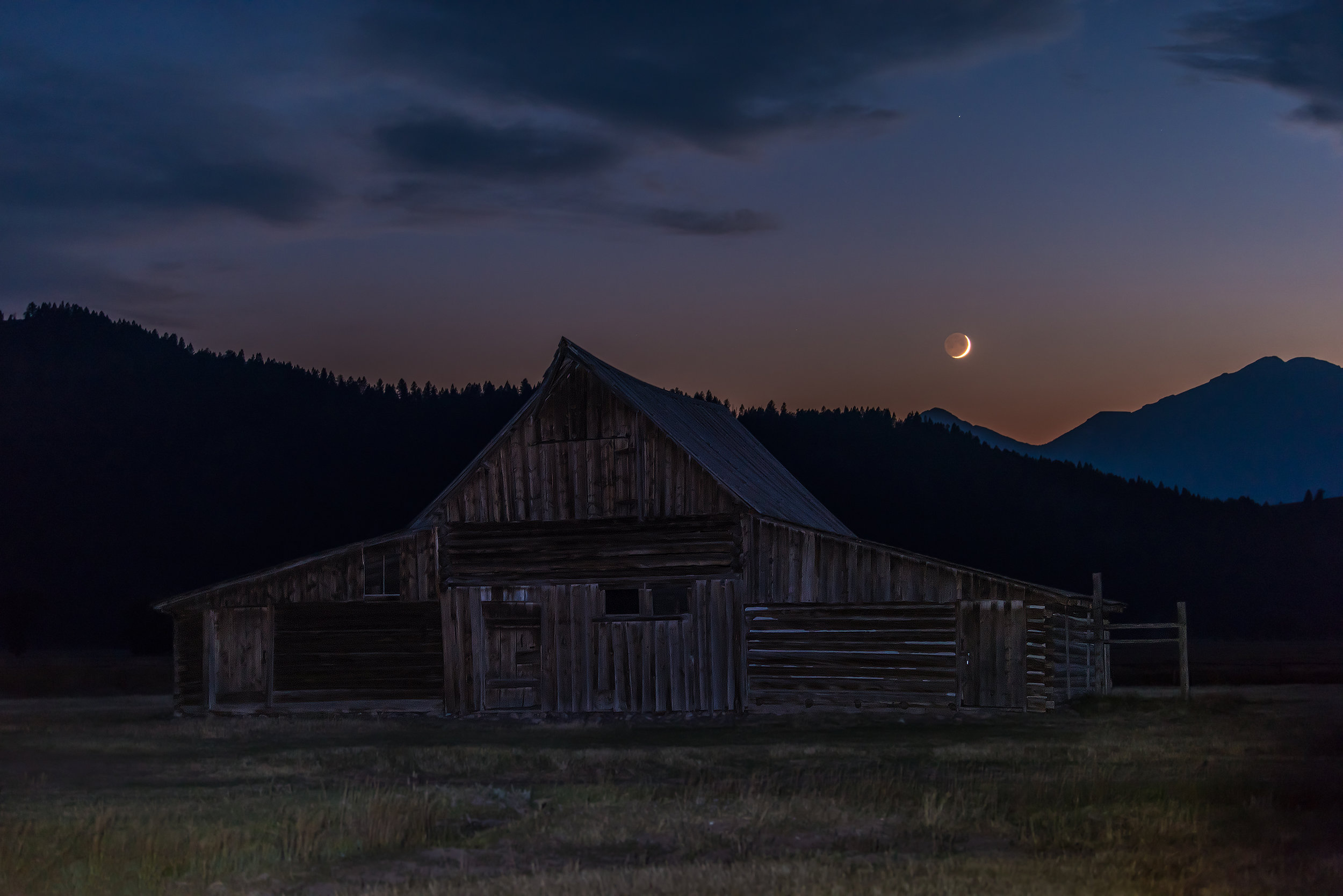 Moulton Barn Under Moonlight